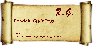 Rendek György névjegykártya